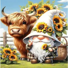 Paint by Numbers for Adults Gnomes-Highland Cow Paint by Number (16x20inch)