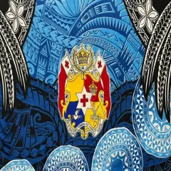 Kingdom of Tonga Seal Plumeria Tattoo Design Polyester Sarong 72" L x 45" W Royal