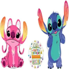 Angel and Stitch's Birthday Party Supplies 3 pc Balloon Bouquet Decorations