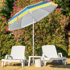 Costway 6.5 FT Patio Beach Umbrella Sun Shade Tilt Aluminum Sports Portable Carry Bag Multicolor/Blue/Turquoise/Beige