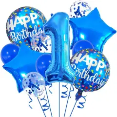 1st Birthday Large Foil Balloons Blue， Balloon Decorations