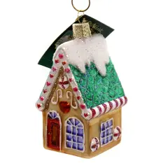 Old World Christmas 3.5 Inch Cookie Cottage Christmas Tree Ornament , Gingerbread Peppermint Ornament Multicolored