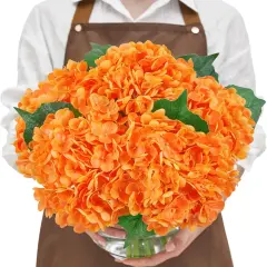 5PCS - Artificial Orange Latex Faux Hydrangea