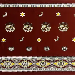 1 Yard Tonga Seal Double Border Light Barkcloth Fabric 100% Cotton, 36" L x 45" W Brown