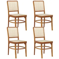 Costway Set of 2/4 Boho Dining Chairs with Teak Wood Structure & Footrests for Indoor Use