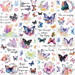 8 Sheets Butterfly Floral Rub on Transfer Stickers