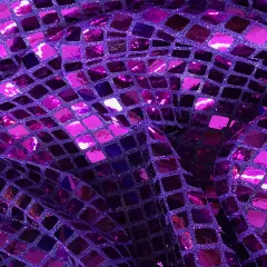 1 Yard Vibrant Purple Square Foil Sequin Mesh Fabric For Costumes Decor DIY 42&Prime; Wide