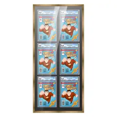 Comic Book Frame with Mat for 6 Graded Comics - Bronze Wood Comic Frame With Black Mat for 8.125x13 Comics - 20.75x44.5 Frame Size