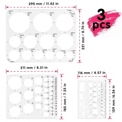 3 Pieces Circle Template Circle Round Stencil Templates for Drafting for Office and School Building Formwork Drawings Templates, Large and Small Size