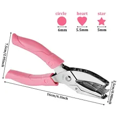 3 PCS Handheld Hole Paper Punch Metal Single Hole Paper Punch Punchers with Soft Grip and 0.25 Inch Circle 0.2 Inch Star 0.22 Inch Heart Holes for DIY Craft Tags Clothing Ticket Scrapbook Tool