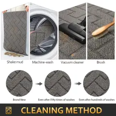 1 Pack Indoor Doormat,Front Back Rubber Backing Non Slip Door Mats 20"x31.5" Absorbent Resist Dirt Entrance Inside Floor Mats for Entryway Washable Low-Profile (Grey)