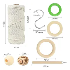 120 Pieces Macrame Kit, All in Macrame Supplies 3mm Macrame Cord,DIY Macrame Kit for Adults Beginners, Macrame beads with Wooden Rings and Wooden Sticks for Macrame Plant Hanger Kit