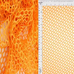 1 Yard Lurex Fishnet Mesh Fabric, 58/60&Prime; Wide Polyester Spandex Blend ORANGE