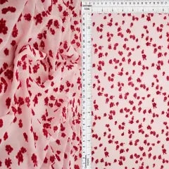 1 Yard Floral Flocking Mesh Fabric, 56/57&Prime; Wide Polyester Spandex Blend RED
