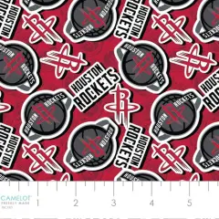 NBA Licensed Houston Rockets Toss Red Cotton Fabric by the Yard