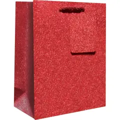 Pack/6: Red Sparkle Gift Bag - 6 x 3 x 7-1/2"