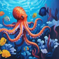 Paint by Numbers for Adults & Kids & Beginners DIY Acrylic Painting Gift Kits (Color Octopus, 12" Wx16 L)