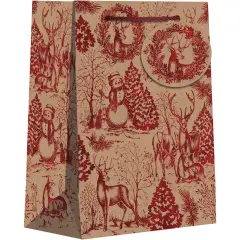 Pack/6: Winter Woods Gift Bag - 8 x 4 x 10"
