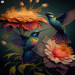 Diamond Art Kits for Adults - Hummingbird Flower Diamond Painting Kits DIY 5D Full Drill Diamond Dots Paintings with Diamonds Gem Art and Crafts for Home Decor 12x16 Inch