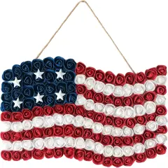 4th of July Wreath Patriotic Wreath Independence Day Wreath for Front Door, 17''*11''Window Wall Patio Decoration Memorial Day Americana Wreath with Red White and Blue American Flag Wreath