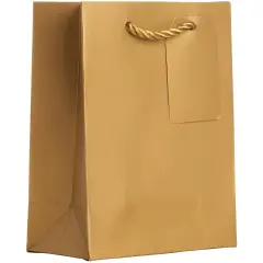 Pack/6: Matte Metallic Gold Gift Bag - 6 x 3 x 7-1/2"