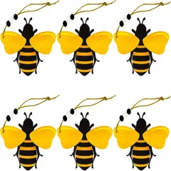 6 PCS Bee Ornaments Wooden Bumble Bees