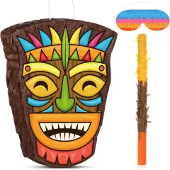 Small Tiki Tropical Hawaii Pi&ntilde;ata with Blindfold Bat Aloha Luau Pi&ntilde;ata