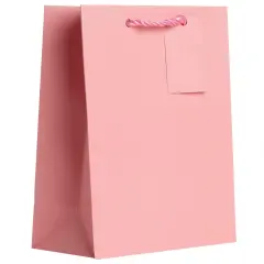 Pack/6: Matte Pastel Pink Gift Bag - 8 x 4 x 10"