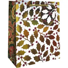 Pack/6: Elegant Holly Gift Bag - 8 x 4 x 10"