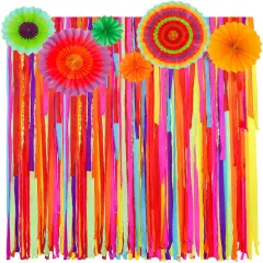 Mexican Fiesta Theme Party with Fiesta Paper Fans, Mexican Fiesta Cinco De Mayo Party Decorations Streamer for Taco Party Wedding Bridal Baby Shower Birthday Supplies
