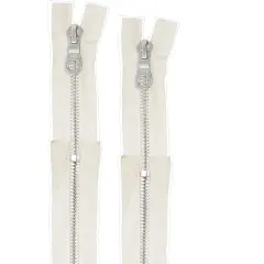 8MM Closed Bottom Zipper with KTA Pull &ndash; White Tape, Nickel Teeth