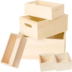 6 Packs Unfinished Wood Crate Box