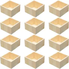 12 Pack 4.7 Inch Square Wood Crate Box