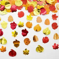 500 Pieces Fall Confetti - Autumn Foil, Thanksgiving Maple Leaves, Turkey, Pumpkin, Pinecones, Acorn Sprinkles for Table Decorations and Party Supplies