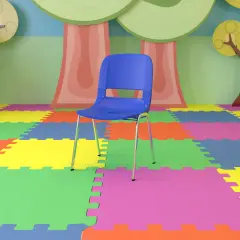 Emma and Oliver Ergonomic Shell Stack Chair - 16" Seat Daycare Home School NavyPlastic/Chrome