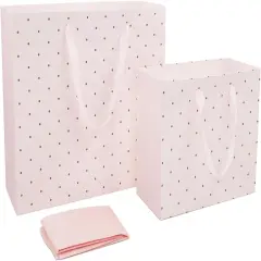 Pink Gift Bags with Tissue Paper and Handles, Large 13'' and Medium 9'' Paper Gift Bag for Girls Bridal Shower Wedding Anniversary Birthday Mothers Day