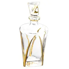 Simplistic Crystal Decanter with 6 Cups Set Gold