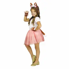 Cute Kids Forest Friends Fox Halloween Costume with Pink Tutu Tail and Ears
