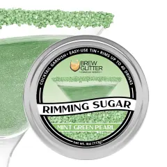 Brew Glitter - Mint Green Pearl Rimming Sugar (4oz, 1x Bar Tin) Cocktail Garnish for Mixed Drinks and Beverages