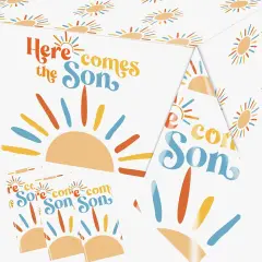 3Pcs Here Comes The Son Baby Shower Tablecloths