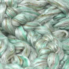 Designer Blend Merino, Silk, Tweed Top Roving. Fancy, Colorful, Exotic - Limited Edition. Mint Chip