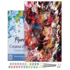 Figured'Art Paint by Numbers Kit for Adults with Frame Abstract Female Face 16"x20" - Craft Art Painting DIY Kit Canvas Already Stretched on a Wooden Frame
