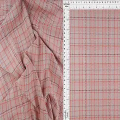 1 Yard Knit Jacquard Plaid Fabric, 230 GSM Polyester Rayon Spandex Blend 58/60" Width ROSE