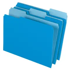 Pendaflex Two-Tone File Folder, Letter Size, 1/3 Cut Tabs, Blue, Pack of 100
