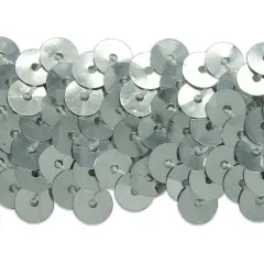 5 yards of 3 Row 1 1/4" Metallic Stretch Sequin Trim | 5 yard cut Silver