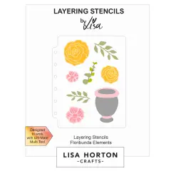 Lisa Horton Crafts A6 Layering Stencil-Floribunda Elements