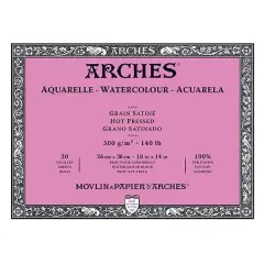 Arches Artist Watercolor Blocks, 140 lb Hot Press Block 10x14" (20 Sheets)