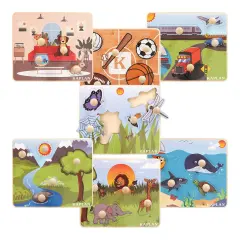Kaplan Early Learning Company Kaplan Jumbo Knob Puzzles - Set of 7