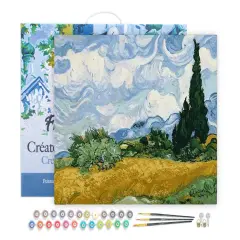Figured'Art Paint by Numbers for Adults with Frame Van Gogh - Heaven 16"x20" - Craft Art Painting DIY Kit Canvas Already Stretched on a Wooden Frame