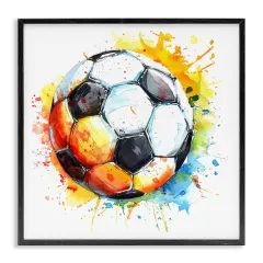Stupell Industries Soccer Ball Bright Splash Framed Giclee Wall Art Design by LSR Design Studio